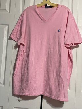 Mens Polo Ralph Lauren v-neck pink tee shirt size XXL